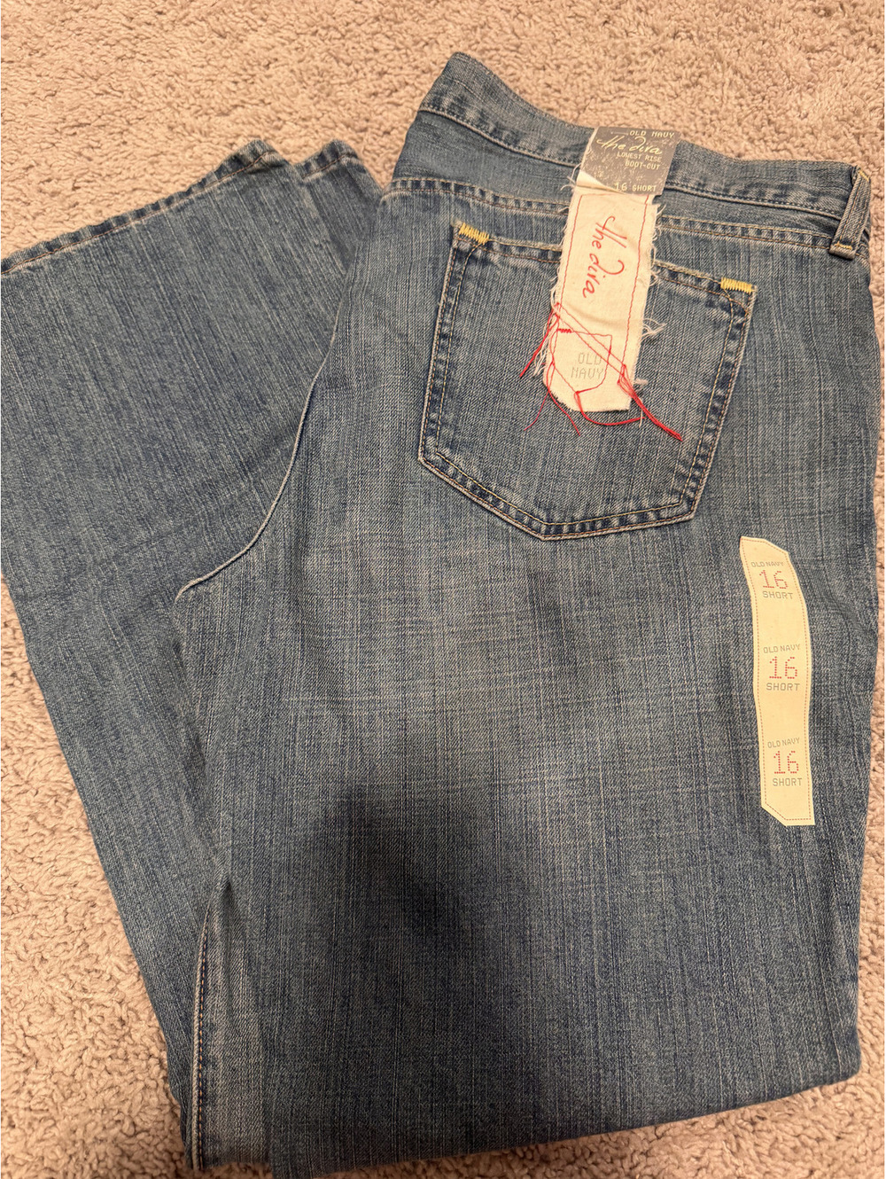 NWT Old Navy The Diva Bootcut Jeans Low Rise Blue Denim Women's Size 16 Short